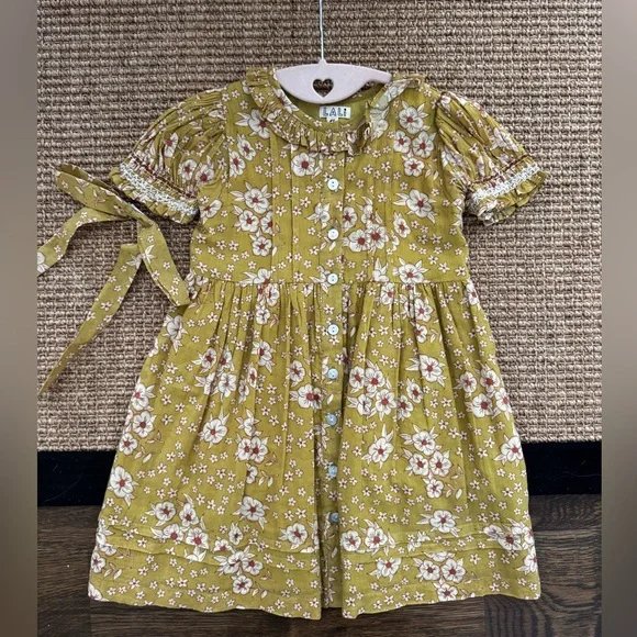 Lali Kids Marigold Floral Dress with bow included! - Picture 2 of 7